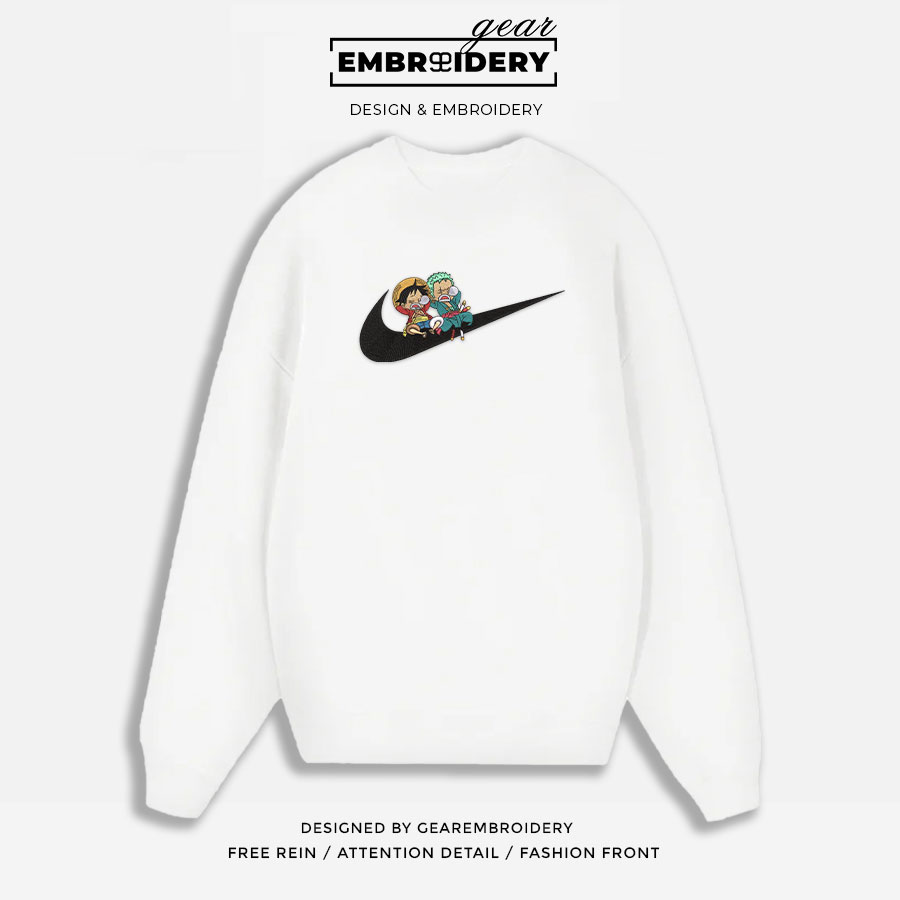 Luffy zoro swoosh nike One Piece Anime Embroidered Design Personalized Embroidered T Shirt Sweatshirt Hoodie Clothing OP0150