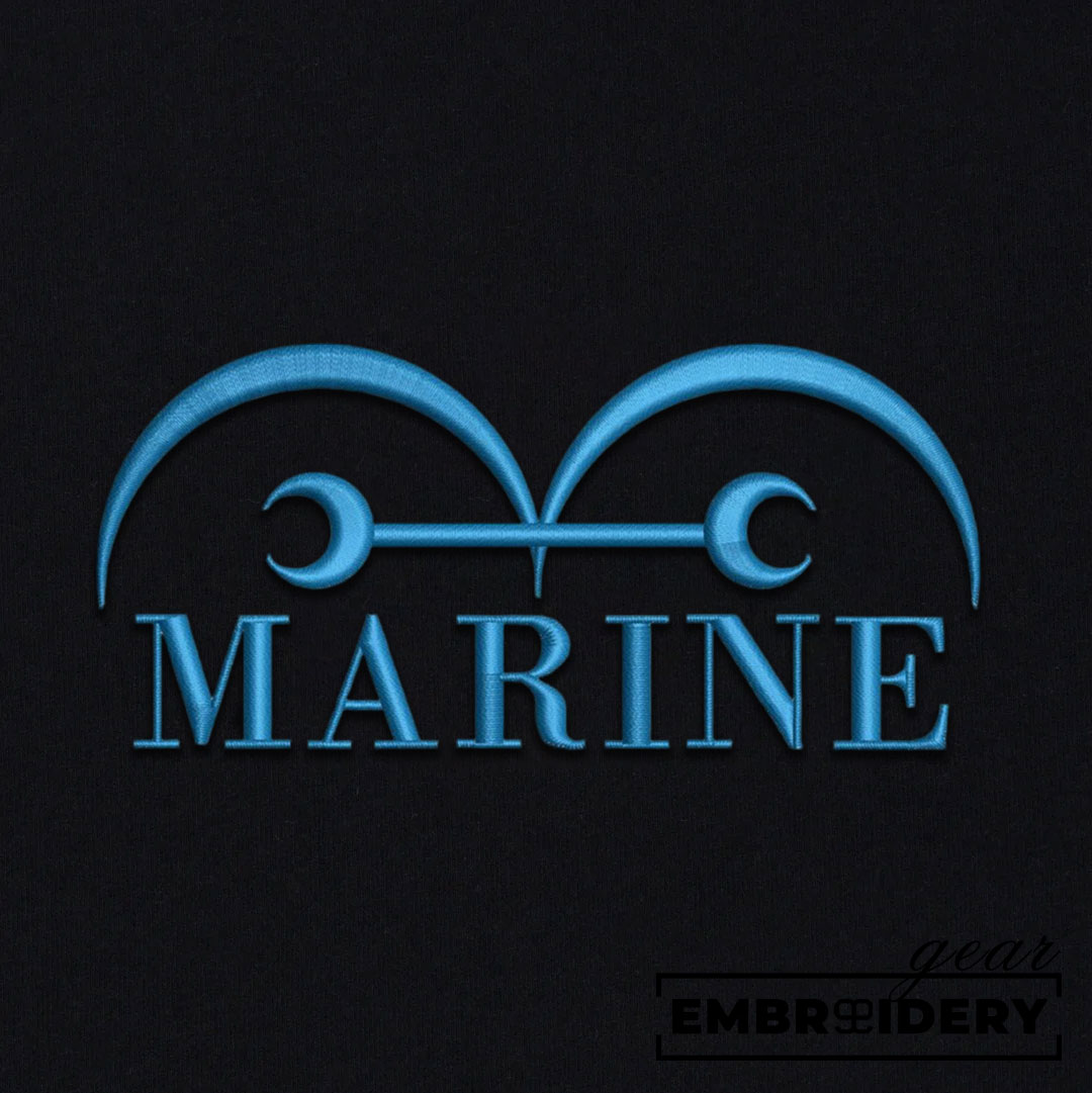 Marine logo One Piece Embroidered Design Personalized Embroidered T Shirt Sweatshirt Hoodie Clothing OP0154
