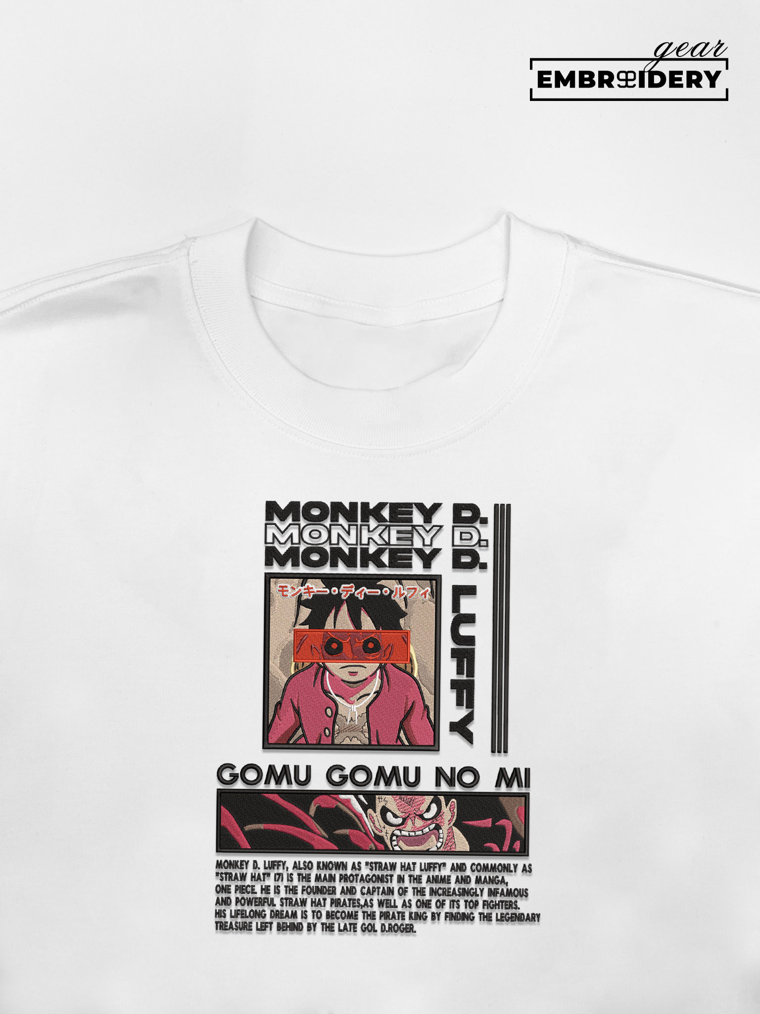 Monkey d Luffy One Piece Embroidered Design Personalized Embroidered T Shirt Sweatshirt Hoodie Clothing OP0156