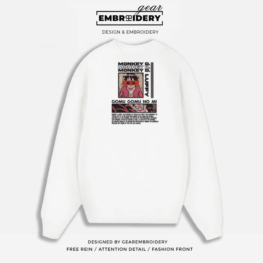 Monkey d Luffy One Piece Embroidered Design Personalized Embroidered T Shirt Sweatshirt Hoodie Clothing OP0156