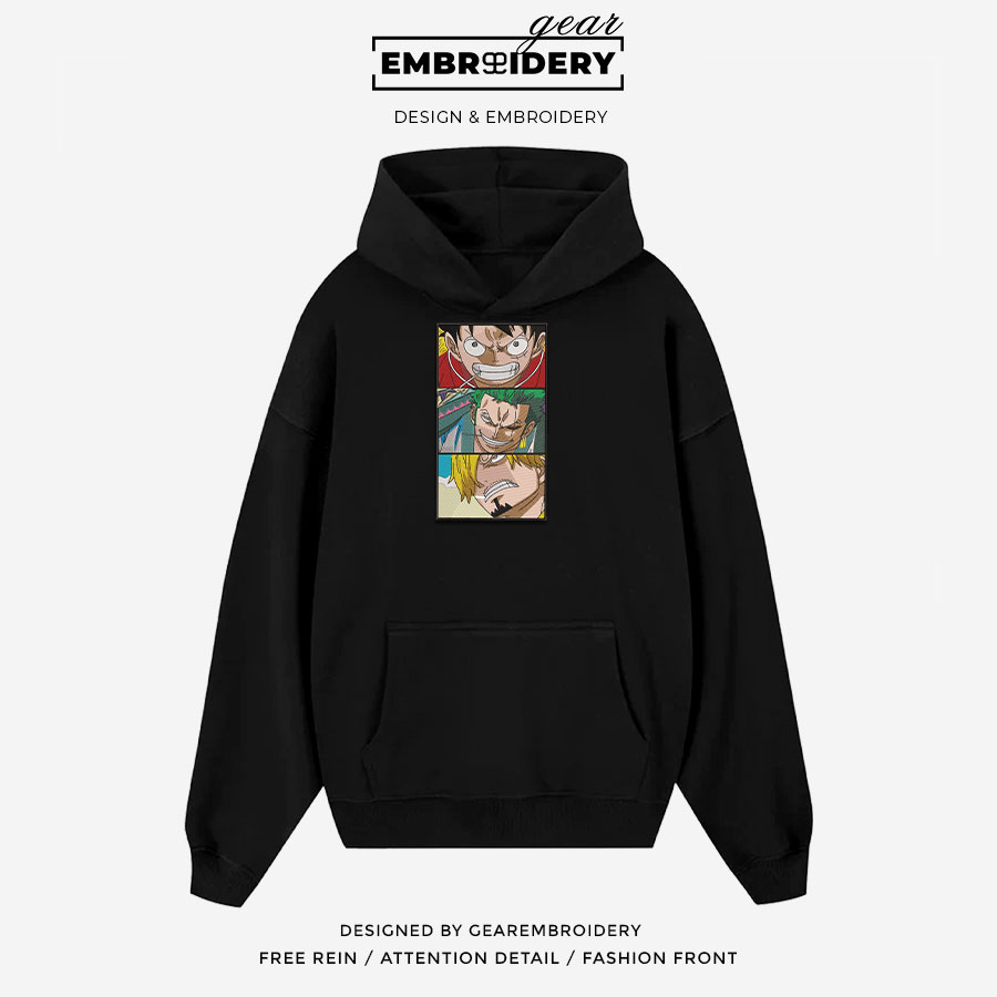 Monster trio wano One Piece Embroidered Design Personalized Embroidered T Shirt Sweatshirt Hoodie Clothing OP0158