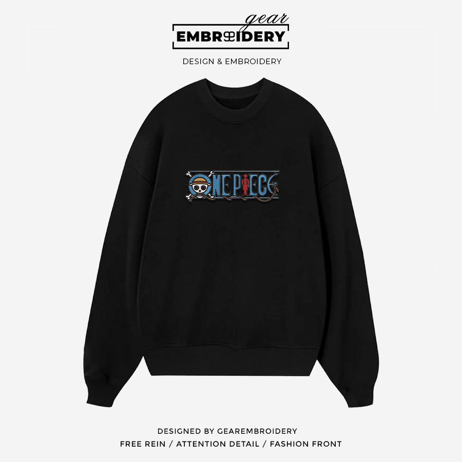 One piece logo One Piece Embroidered Design Personalized Embroidered T Shirt Sweatshirt Hoodie Clothing OP0161