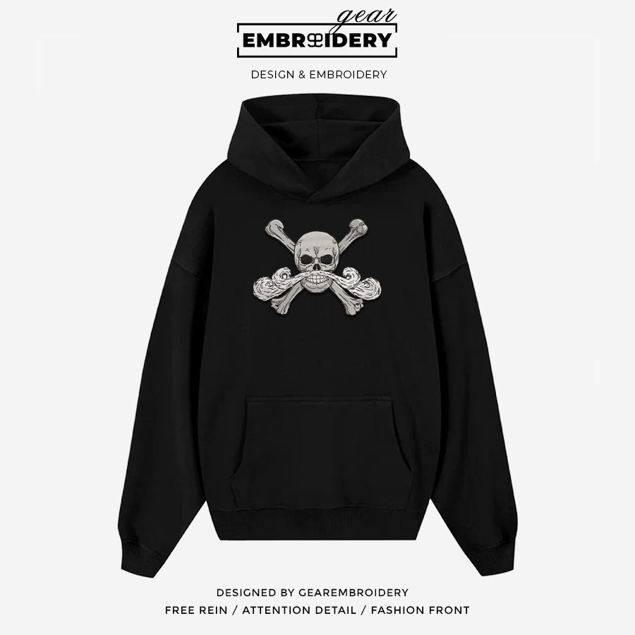 Roger jolly roger logo One Piece Embroidered Design Personalized Embroidered T Shirt Sweatshirt Hoodie Clothing OP0169