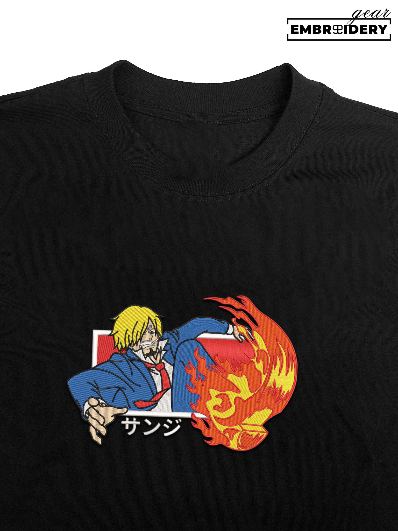 Sanji fire foot One Piece Embroidered Design Personalized Embroidered T Shirt Sweatshirt Hoodie Clothing OP0177