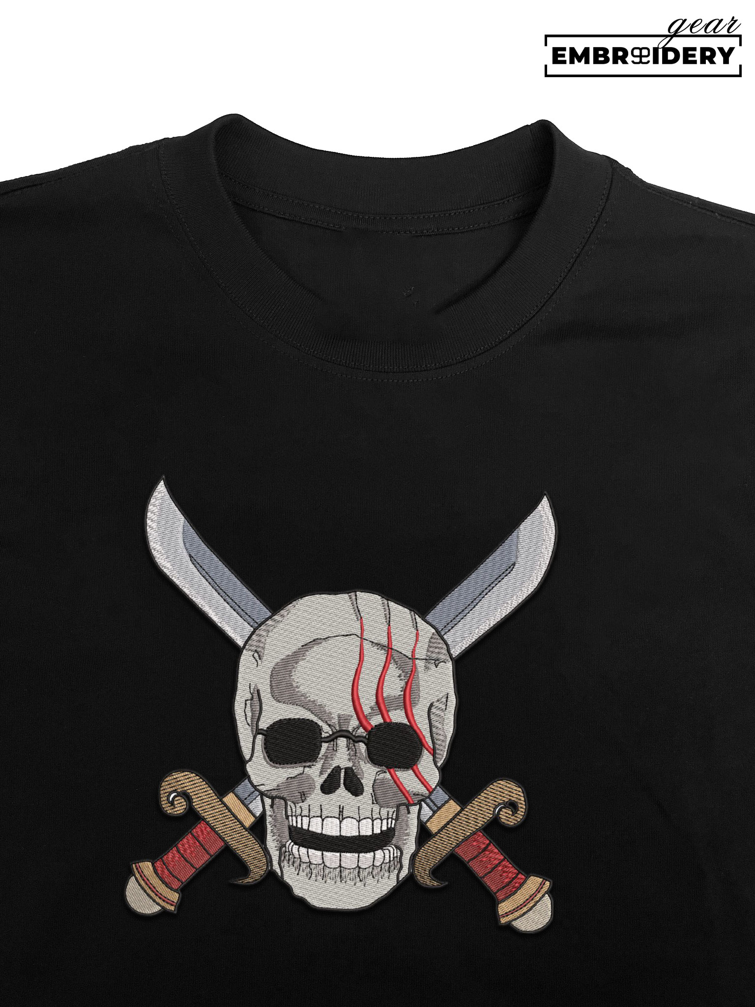 Shanks jolly roger logo One Piece Embroidered Design Personalized Embroidered T Shirt Sweatshirt Hoodie Clothing OP0191