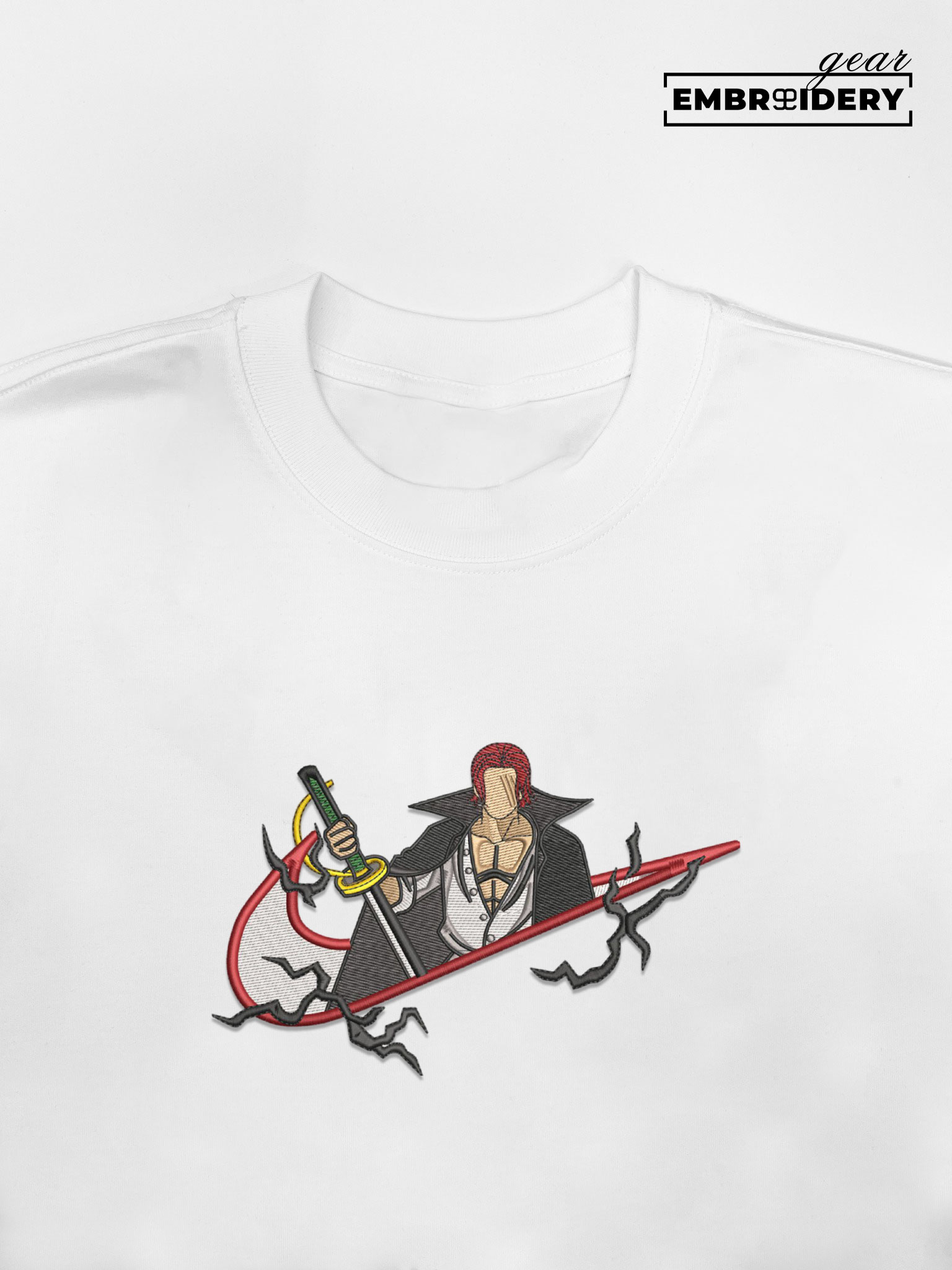 Shanks swoosh nike One Piece Anime Embroidered Design Personalized Embroidered T Shirt Sweatshirt Hoodie Clothing OP0194