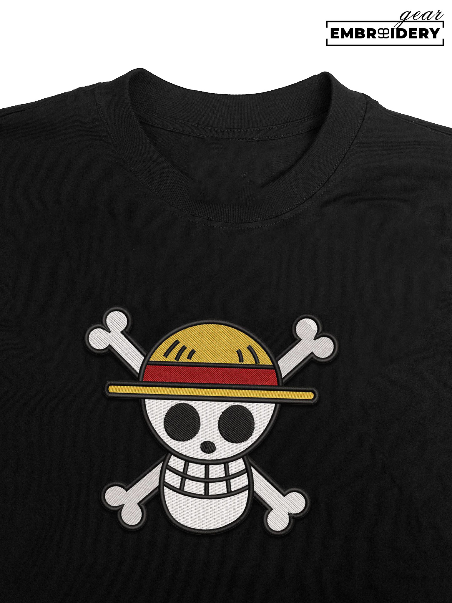 Straw hat logo One Piece Embroidered Design Personalized Embroidered T Shirt Sweatshirt Hoodie Clothing OP0200