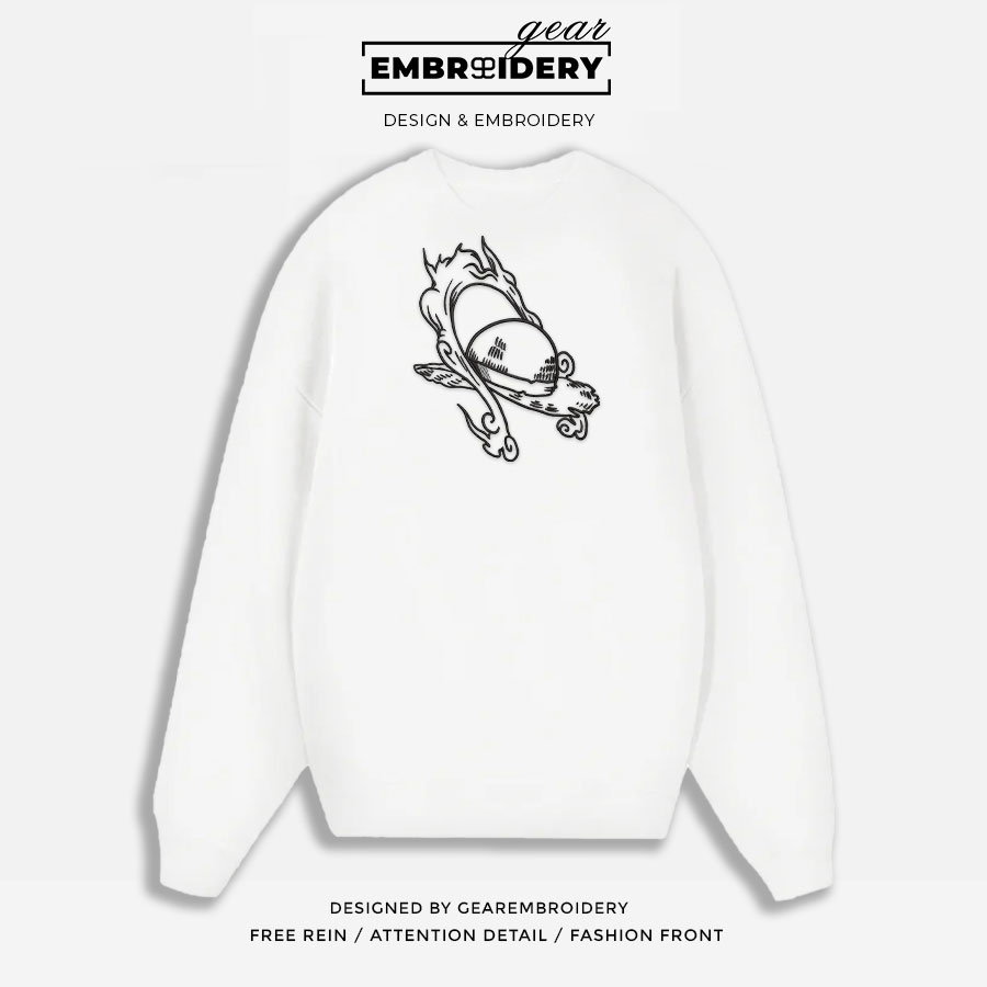 Straw hat One Piece Embroidered Design Personalized Embroidered T Shirt Sweatshirt Hoodie Clothing OP0197