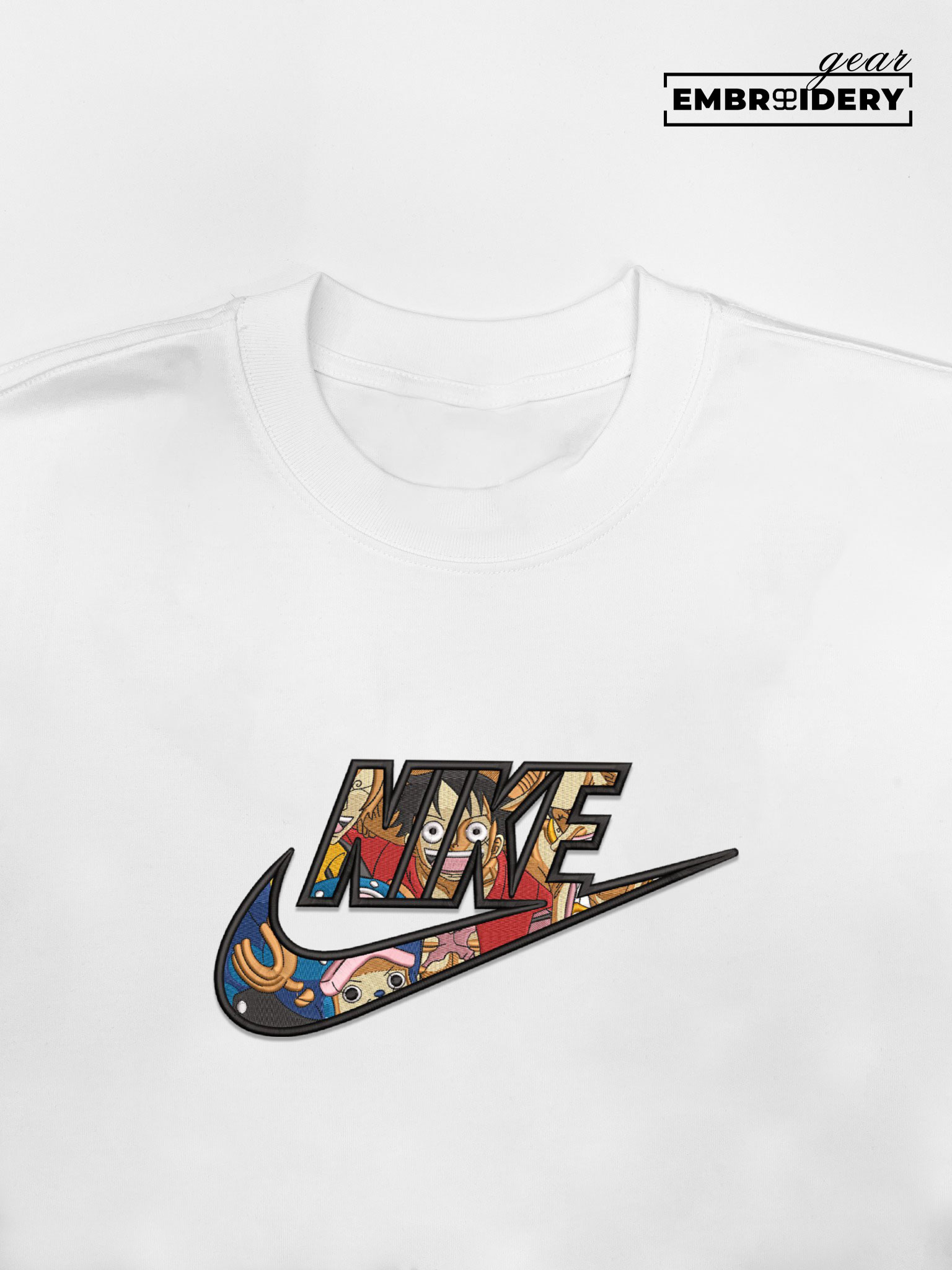 Luffy nike One Piece Anime Embroidered Design Personalized Embroidered T Shirt Sweatshirt Hoodie Clothing OP0203