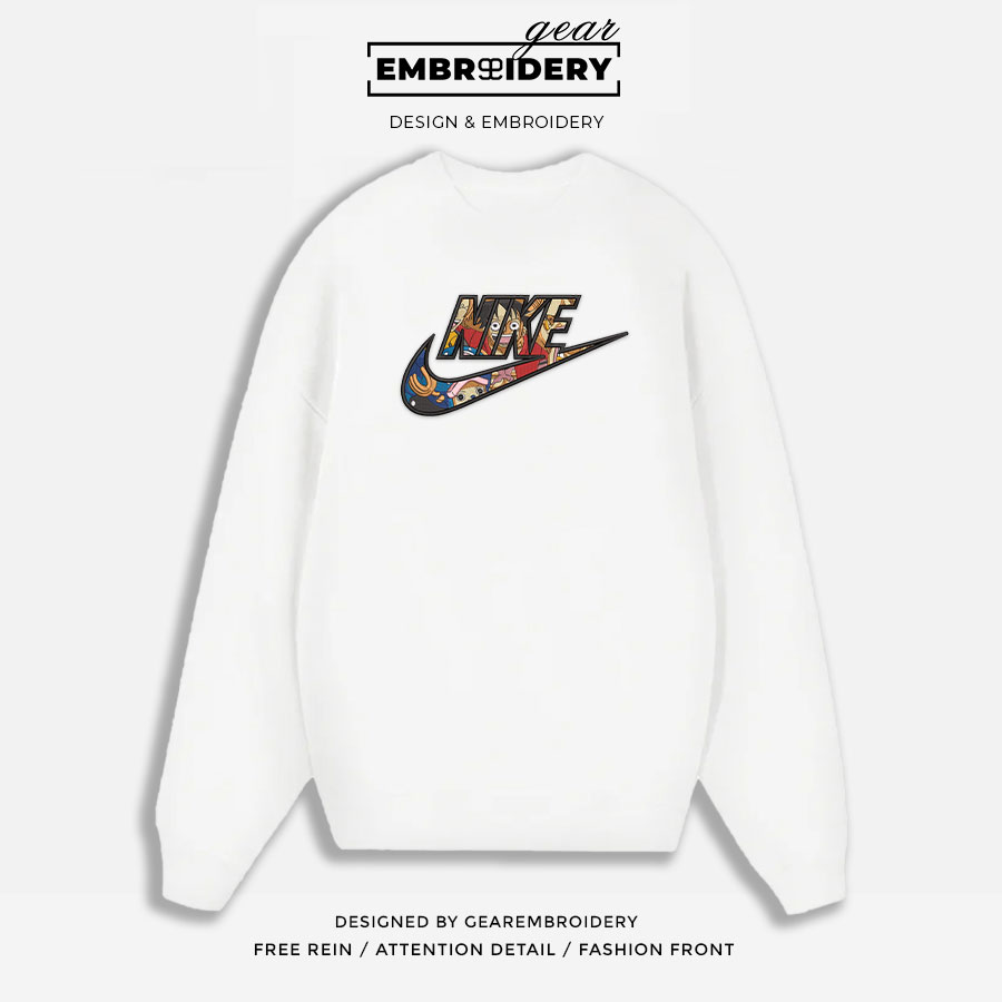 Luffy nike One Piece Anime Embroidered Design Personalized Embroidered T Shirt Sweatshirt Hoodie Clothing OP0203