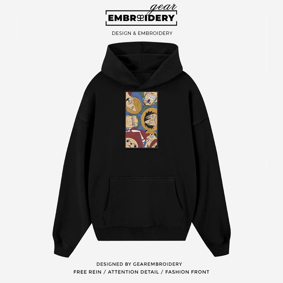 Straw hats One Piece Embroidered Design Personalized Embroidered T Shirt Sweatshirt Hoodie Clothing OP0201