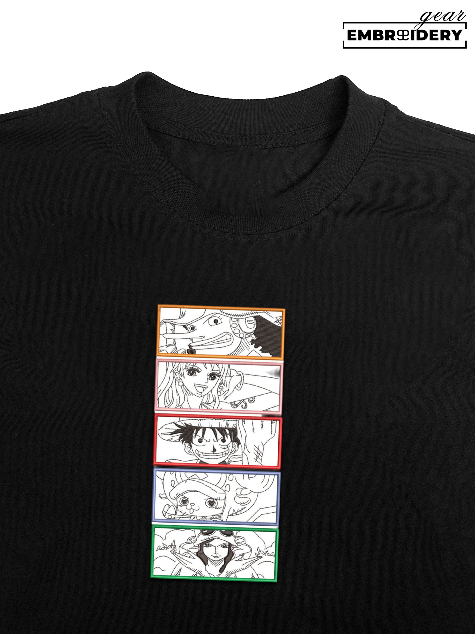 Straw hats One Piece Embroidered Design Personalized Embroidered T Shirt Sweatshirt Hoodie Clothing OP0202