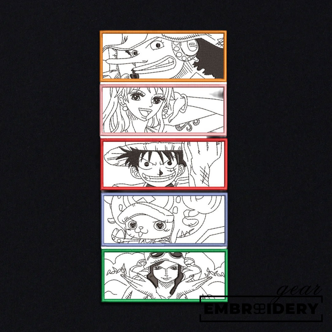 Straw hats One Piece Embroidered Design Personalized Embroidered T Shirt Sweatshirt Hoodie Clothing OP0202