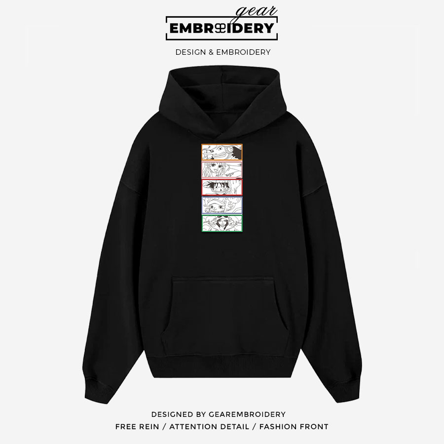 Straw hats One Piece Embroidered Design Personalized Embroidered T Shirt Sweatshirt Hoodie Clothing OP0202