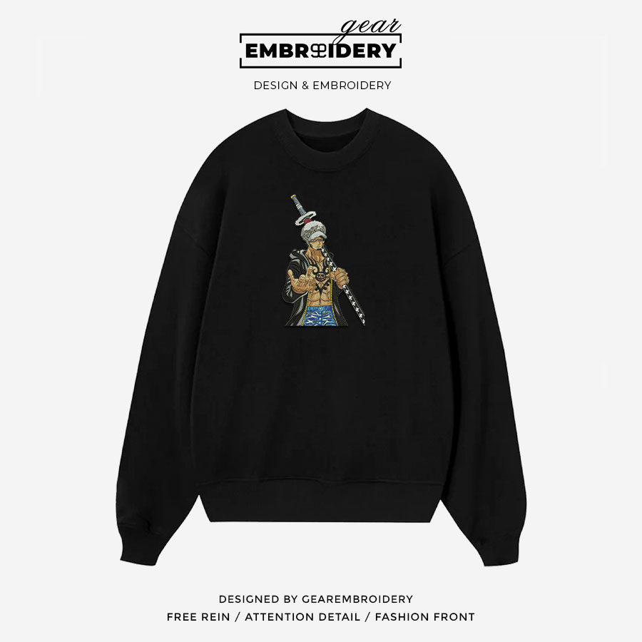 Trafalger law One Piece Embroidered Design Personalized Embroidered T Shirt Sweatshirt Hoodie Clothing OP0209