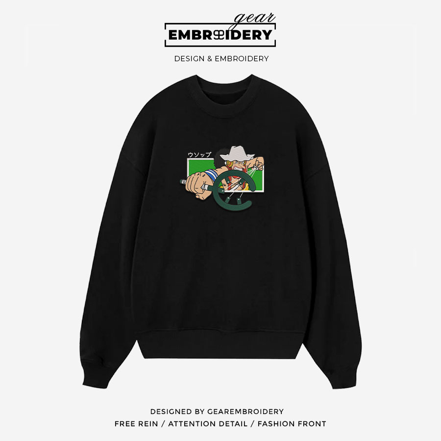 Usopp slingshot One Piece Embroidered Design Personalized Embroidered T Shirt Sweatshirt Hoodie Clothing OP0213