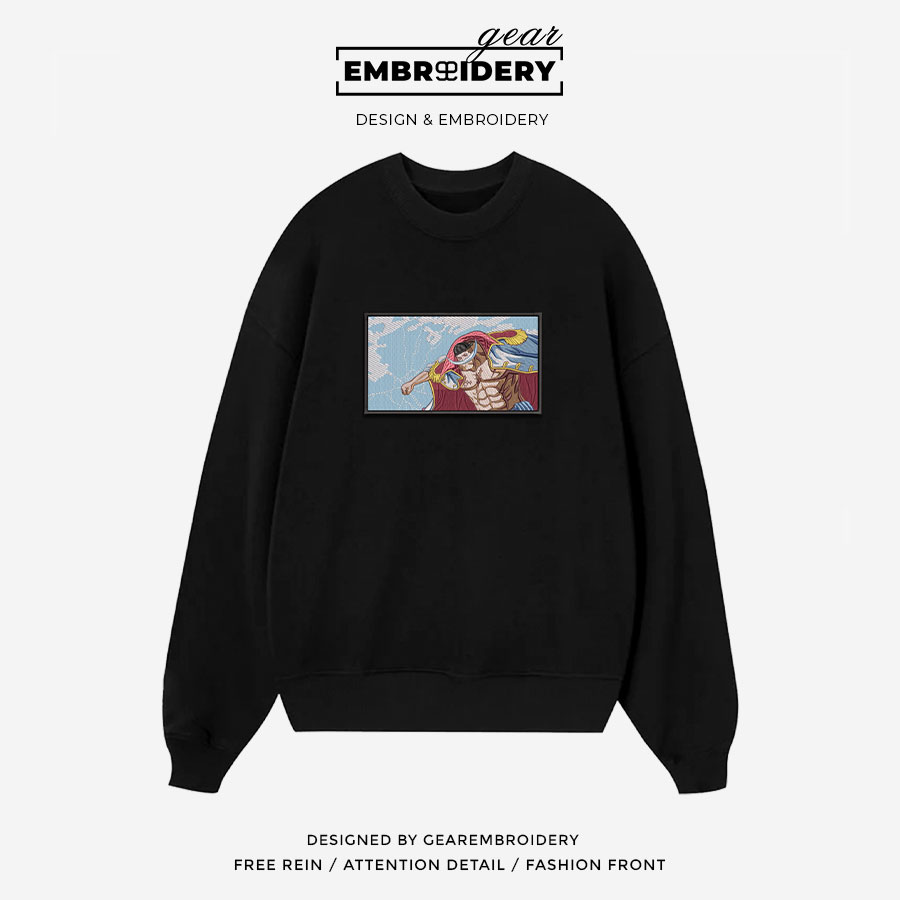Whitebeard attack One Piece Embroidered Design Personalized Embroidered T Shirt Sweatshirt Hoodie Clothing OP0215