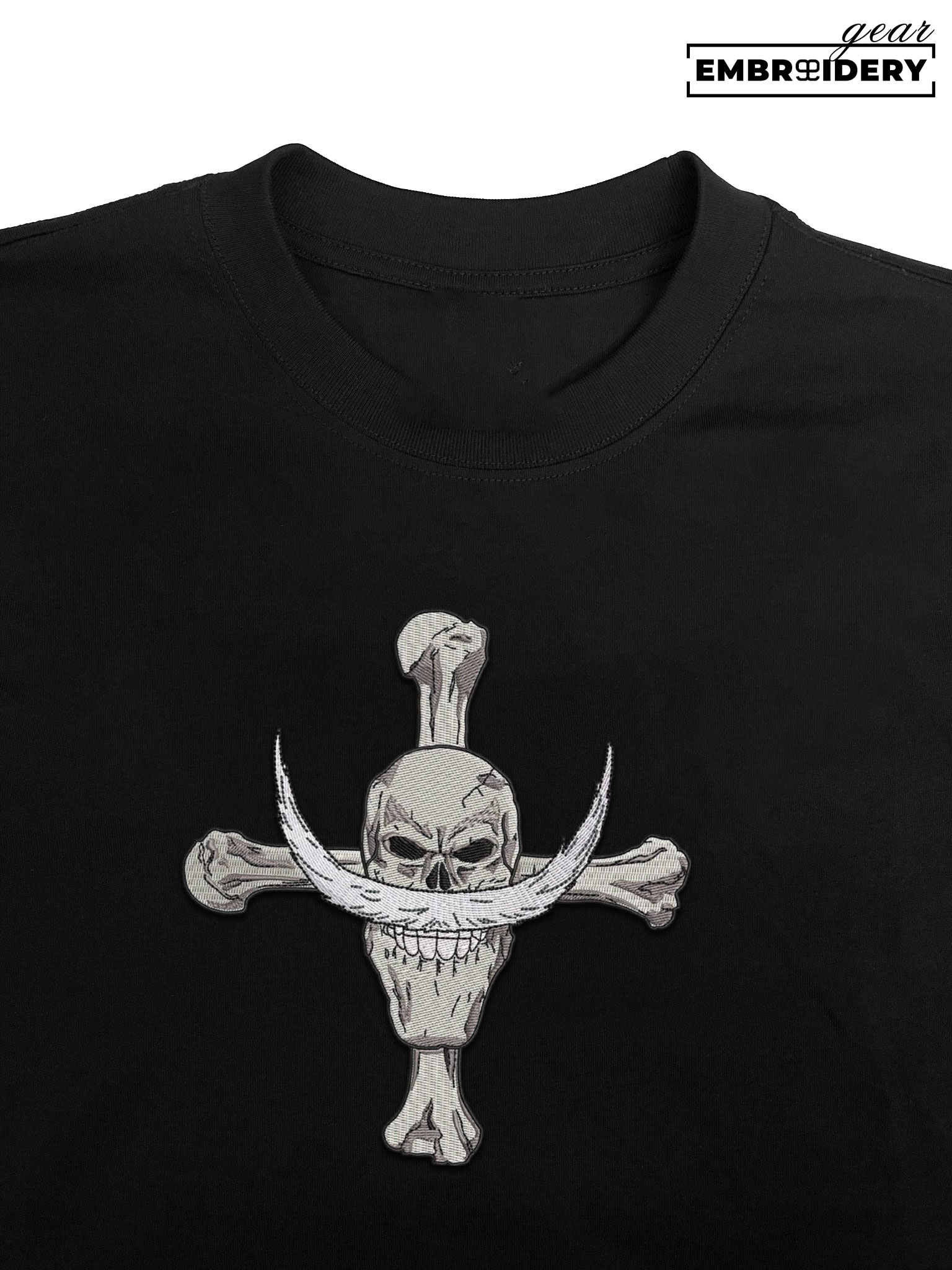 Whitebeard jolly roger logo One Piece Embroidered Design Personalized Embroidered T Shirt Sweatshirt Hoodie Clothing OP0218