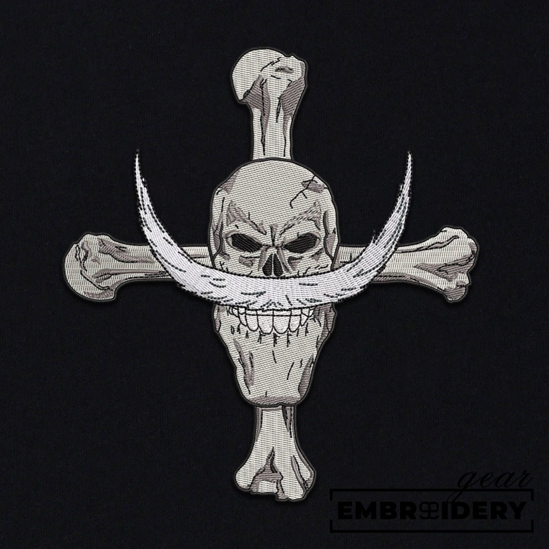 Whitebeard jolly roger logo One Piece Embroidered Design Personalized Embroidered T Shirt Sweatshirt Hoodie Clothing OP0218