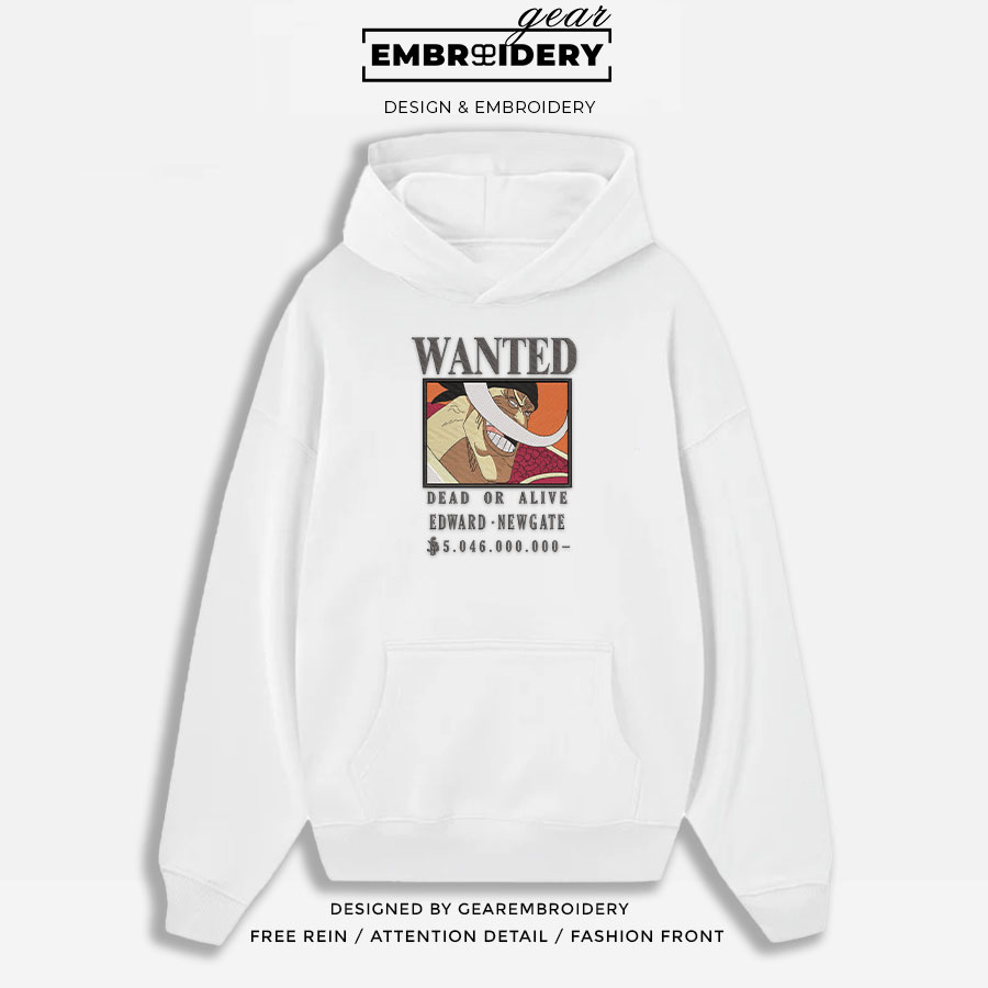Whitebeard poster One Piece Embroidered Design Personalized Embroidered T Shirt Sweatshirt Hoodie Clothing OP0220