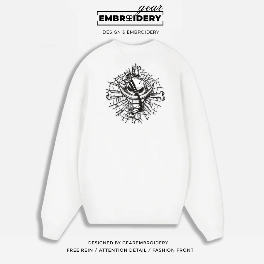 Whitebeard x ace logo One Piece Embroidered Design Personalized Embroidered T Shirt Sweatshirt Hoodie Clothing OP0224
