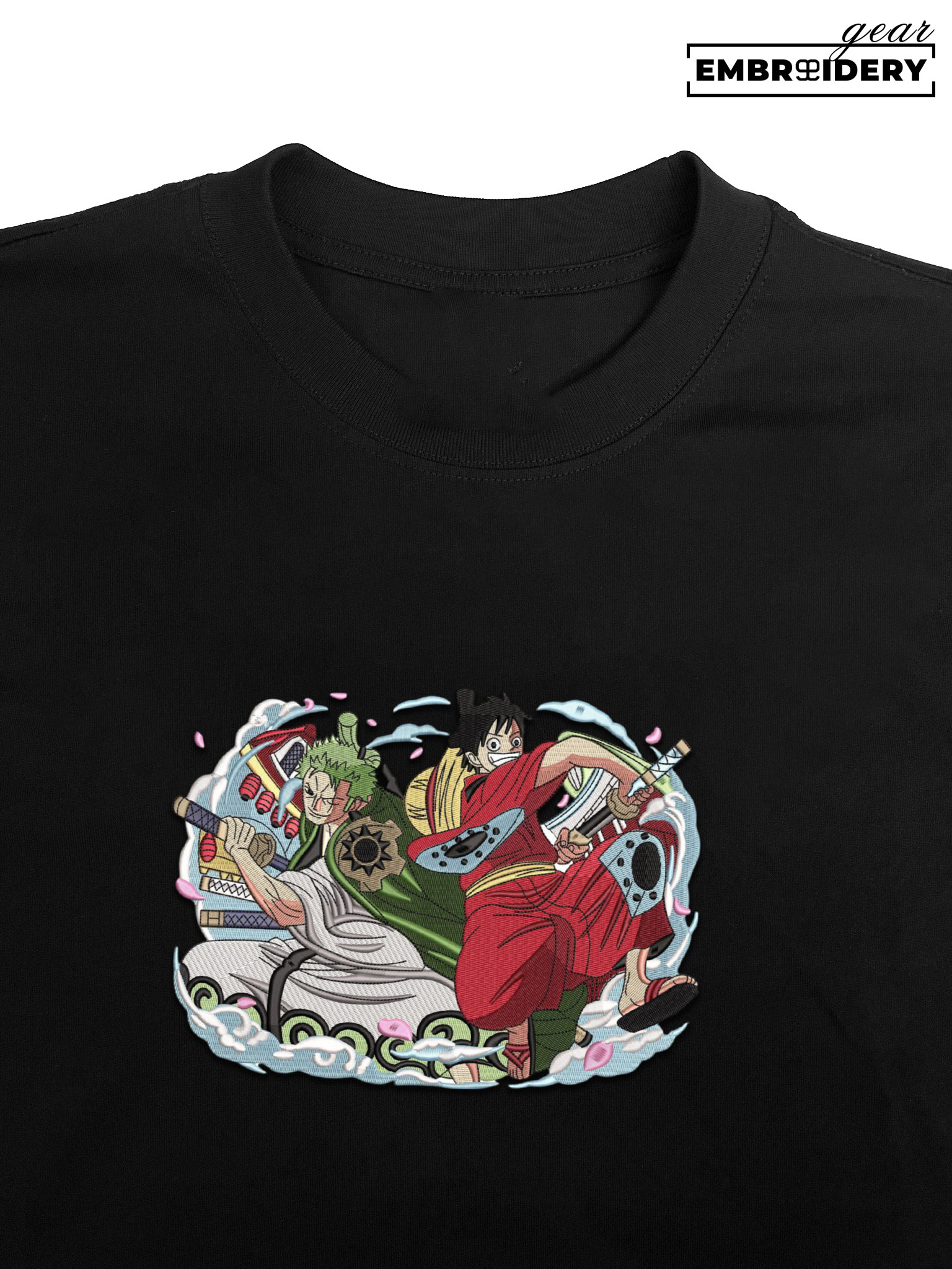 Zoro & Luffy One Piece Embroidered Design Personalized Embroidered T Shirt Sweatshirt Hoodie Clothing OP0227
