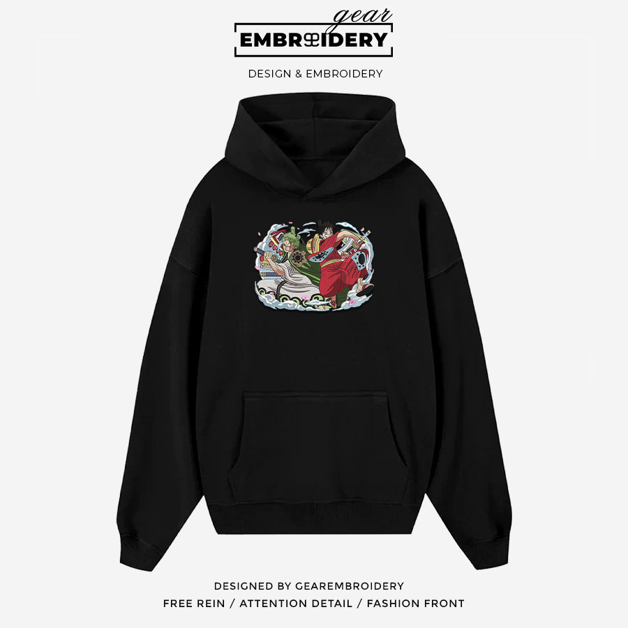 Zoro & Luffy One Piece Embroidered Design Personalized Embroidered T Shirt Sweatshirt Hoodie Clothing OP0227