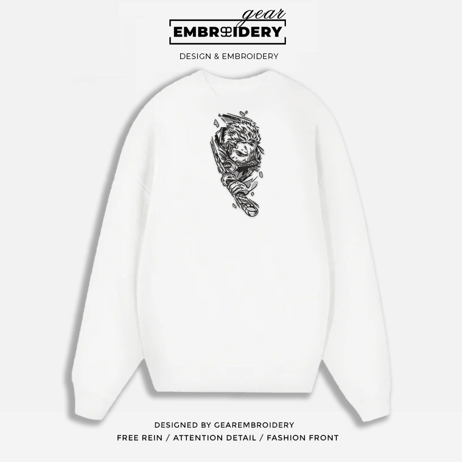 Zoro 3 sword style One Piece Embroidered Design Personalized Embroidered T Shirt Sweatshirt Hoodie Clothing OP0228
