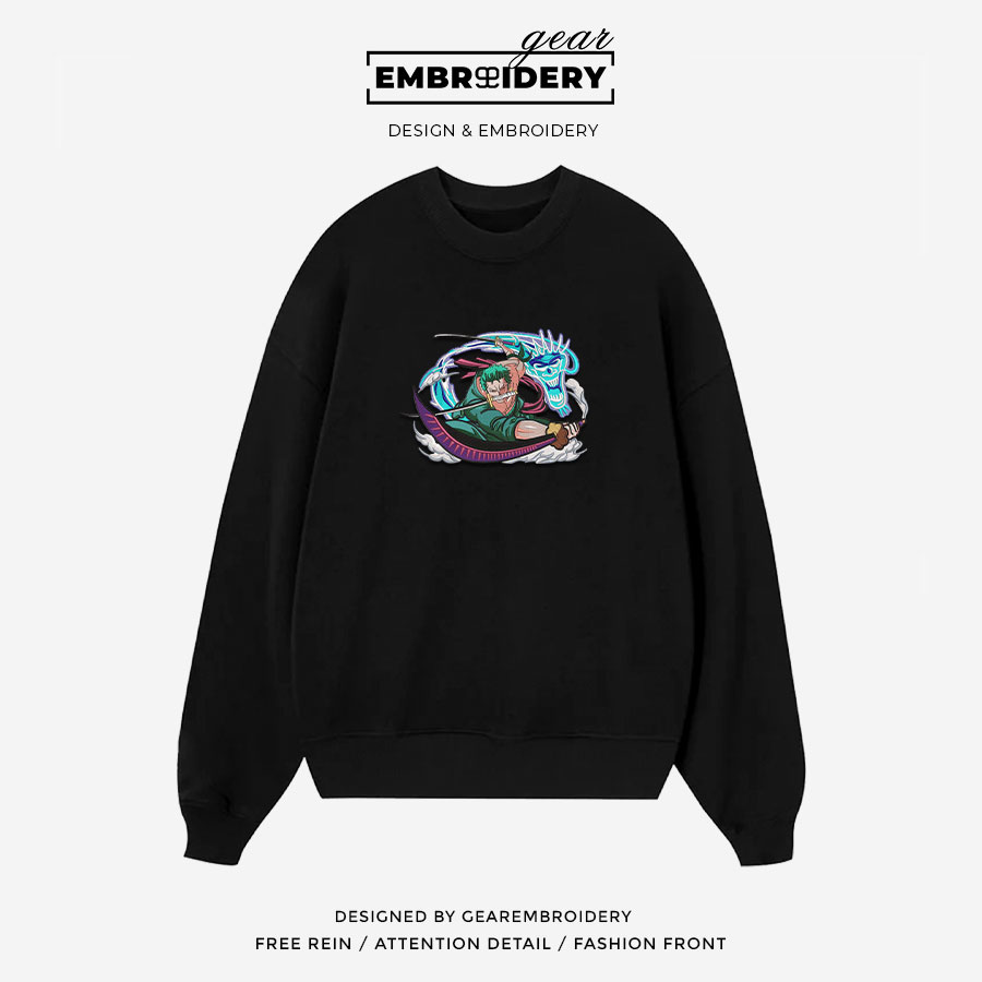 Zoro attack One Piece Embroidered Design Personalized Embroidered T Shirt Sweatshirt Hoodie Clothing OP0231