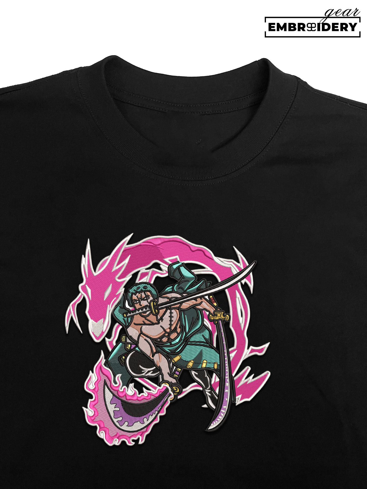 Zoro dragon attack One Piece Embroidered Design Personalized Embroidered T Shirt Sweatshirt Hoodie Clothing OP0235