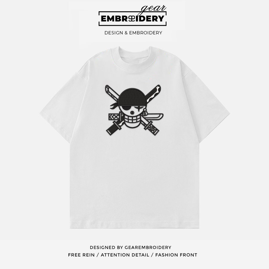 Zoro logo black One Piece Embroidered Design Personalized Embroidered T Shirt Sweatshirt Hoodie Clothing OP0251