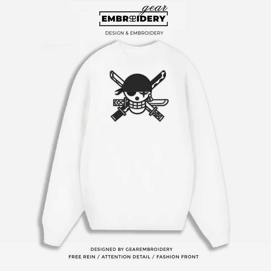 Zoro logo black One Piece Embroidered Design Personalized Embroidered T Shirt Sweatshirt Hoodie Clothing OP0251