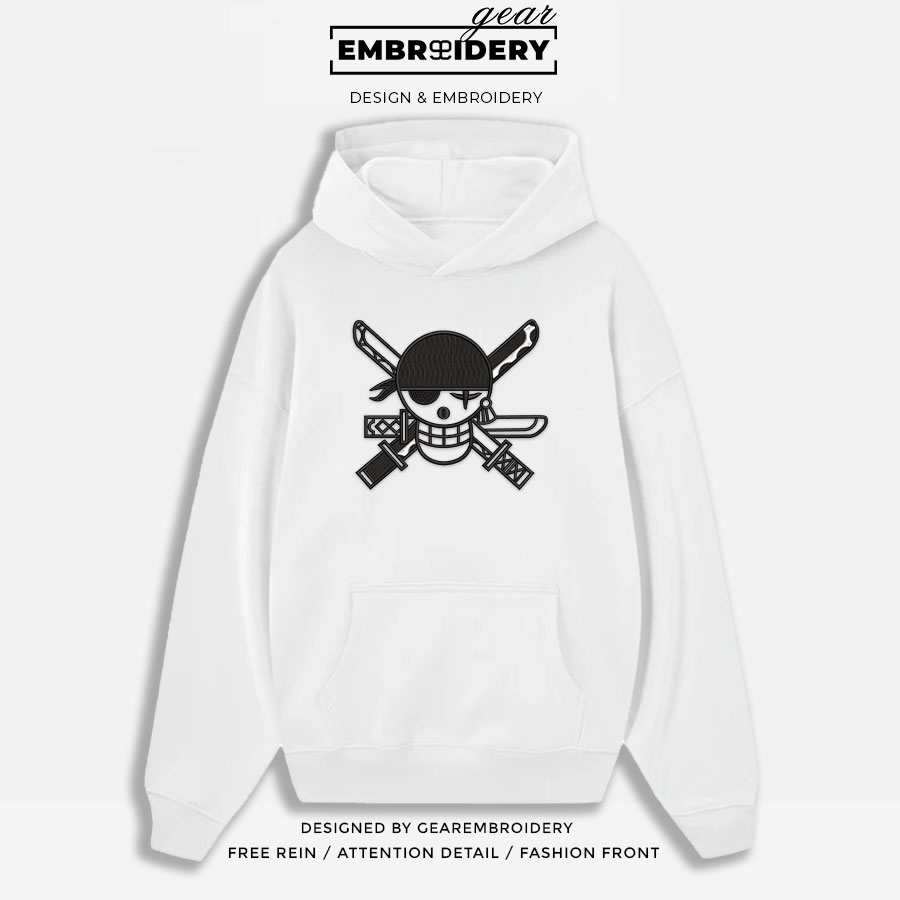 Zoro logo black One Piece Embroidered Design Personalized Embroidered T Shirt Sweatshirt Hoodie Clothing OP0251