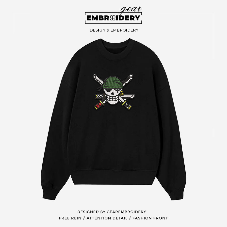 Zoro logo One Piece Embroidered Design Personalized Embroidered T Shirt Sweatshirt Hoodie Clothing OP0252