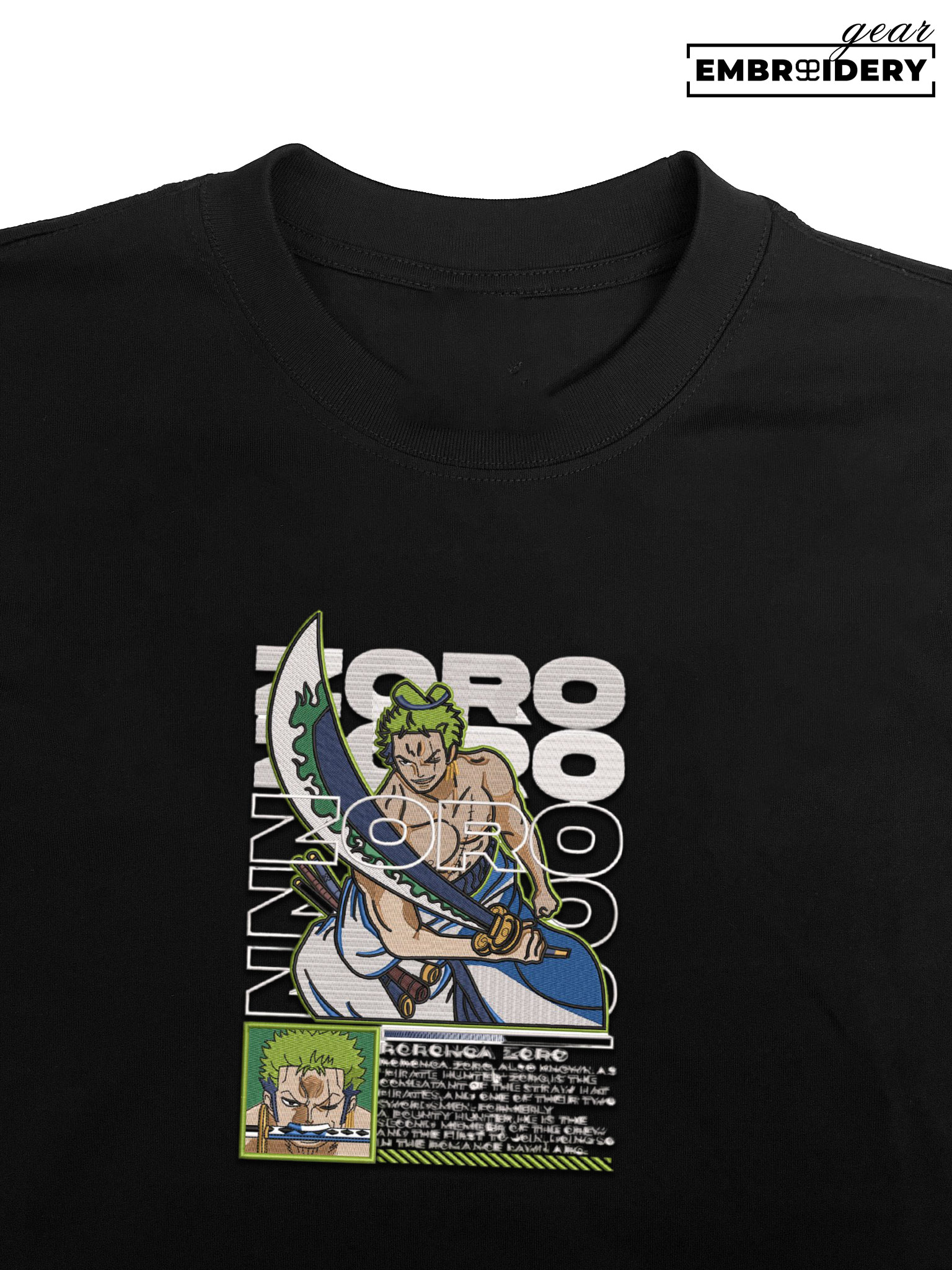 Zoro One Piece Embroidered Design Personalized Embroidered T Shirt Sweatshirt Hoodie Clothing OP0239