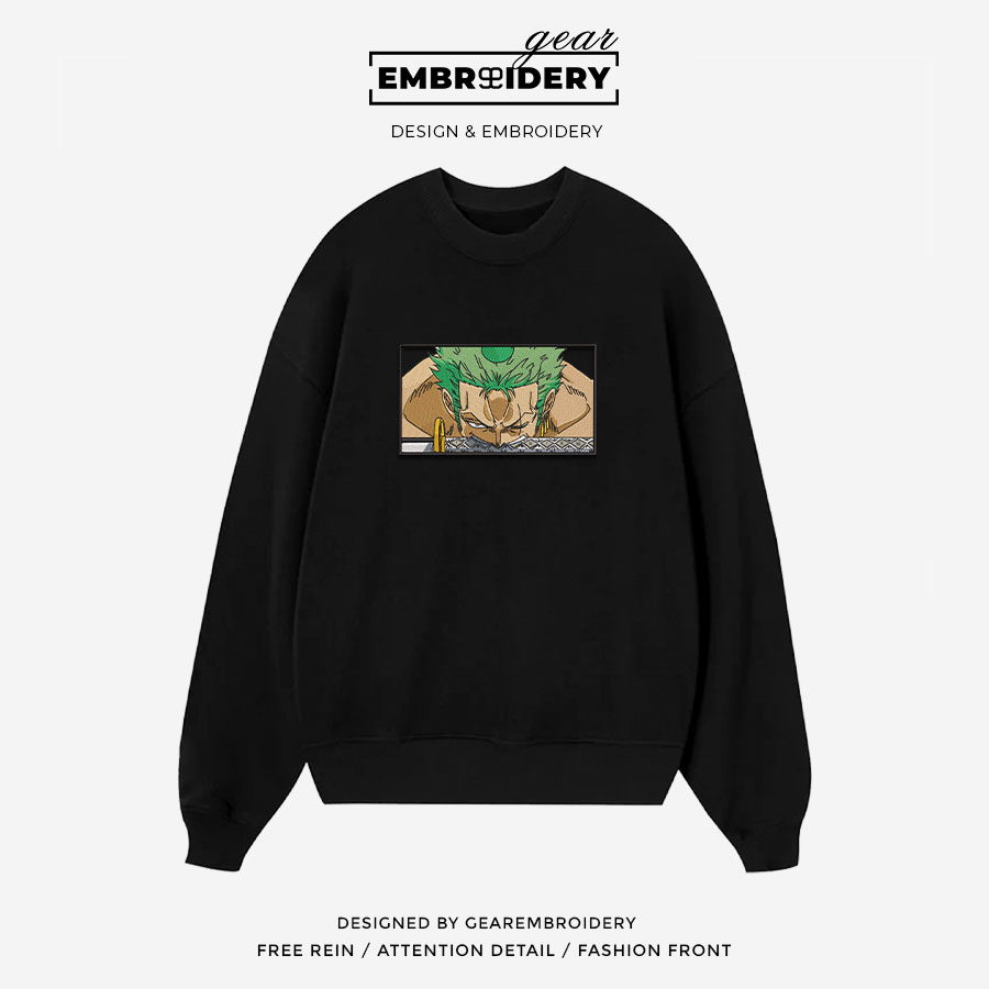 Zoro One Piece Embroidered Design Personalized Embroidered T Shirt Sweatshirt Hoodie Clothing OP0245