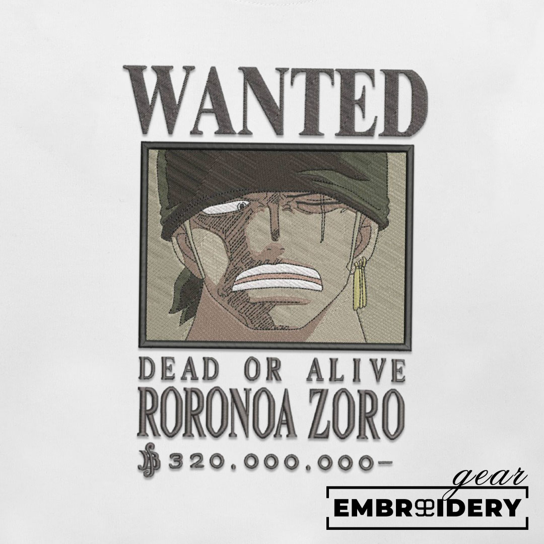 Zoro poster One Piece Embroidered Design Personalized Embroidered T Shirt Sweatshirt Hoodie Clothing OP0255