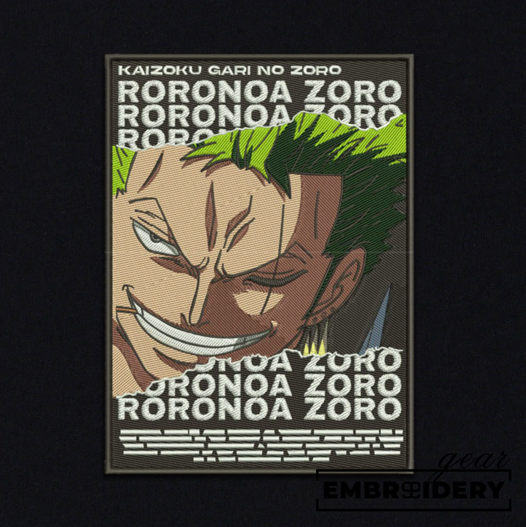 Zoro smile One Piece Embroidered Design Personalized Embroidered T Shirt Sweatshirt Hoodie Clothing OP0256