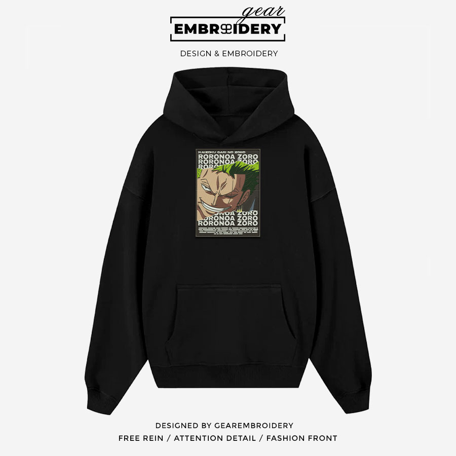 Zoro smile One Piece Embroidered Design Personalized Embroidered T Shirt Sweatshirt Hoodie Clothing OP0256