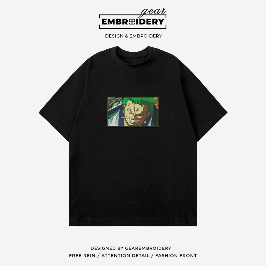 Zoro smile One Piece Embroidered Design Personalized Embroidered T Shirt Sweatshirt Hoodie Clothing OP0257