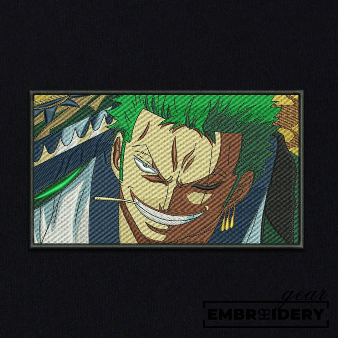 Zoro smile One Piece Embroidered Design Personalized Embroidered T Shirt Sweatshirt Hoodie Clothing OP0257