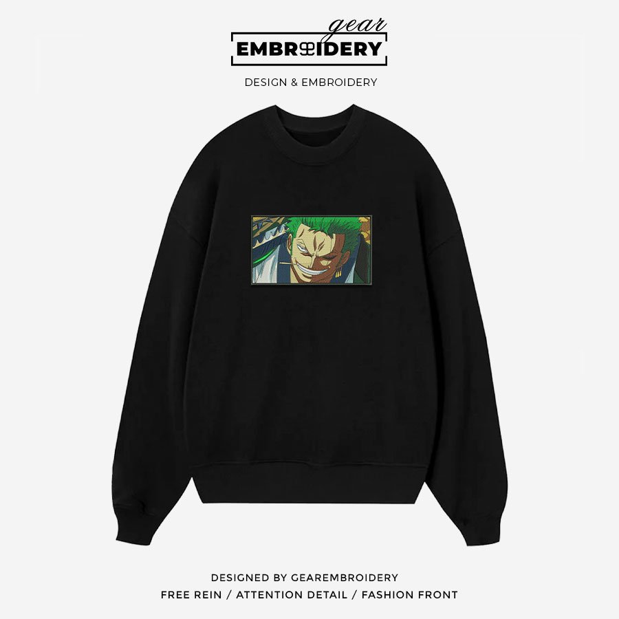 Zoro smile One Piece Embroidered Design Personalized Embroidered T Shirt Sweatshirt Hoodie Clothing OP0257