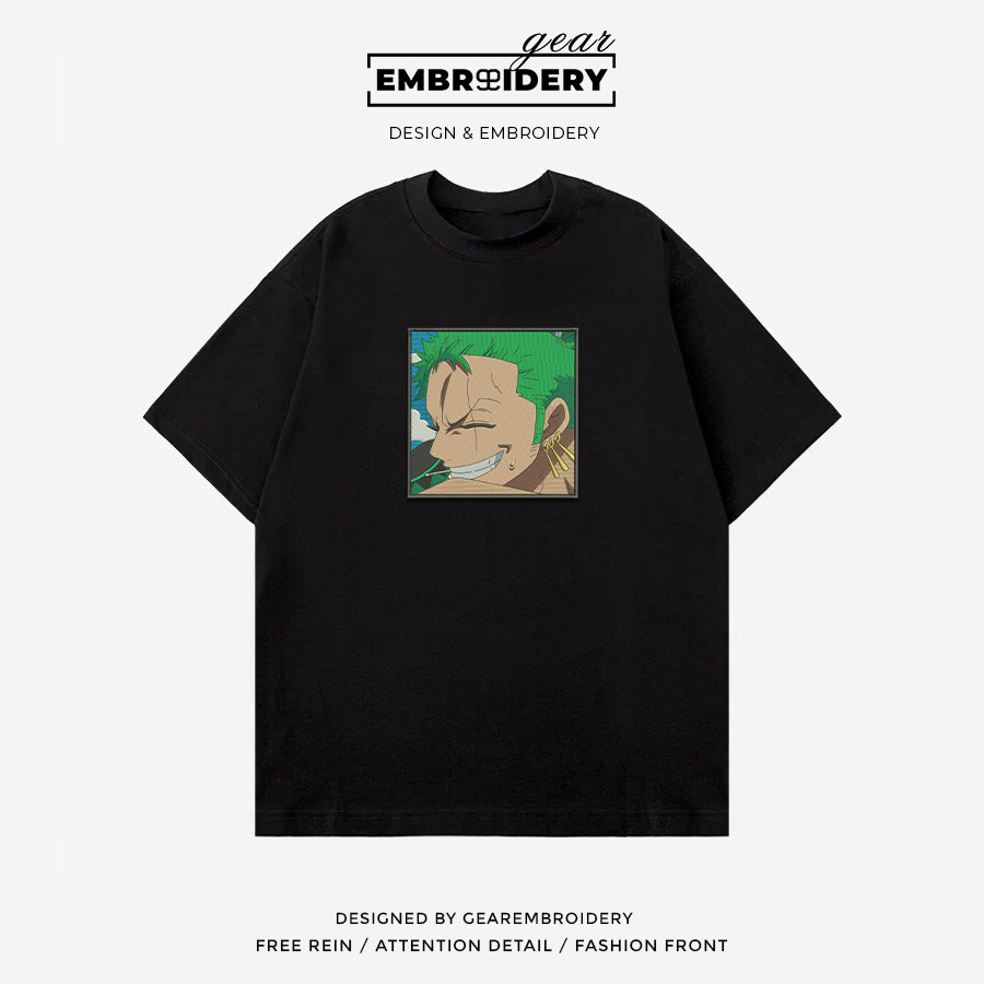 Zoro smile One Piece Embroidered Design Personalized Embroidered T Shirt Sweatshirt Hoodie Clothing OP0258