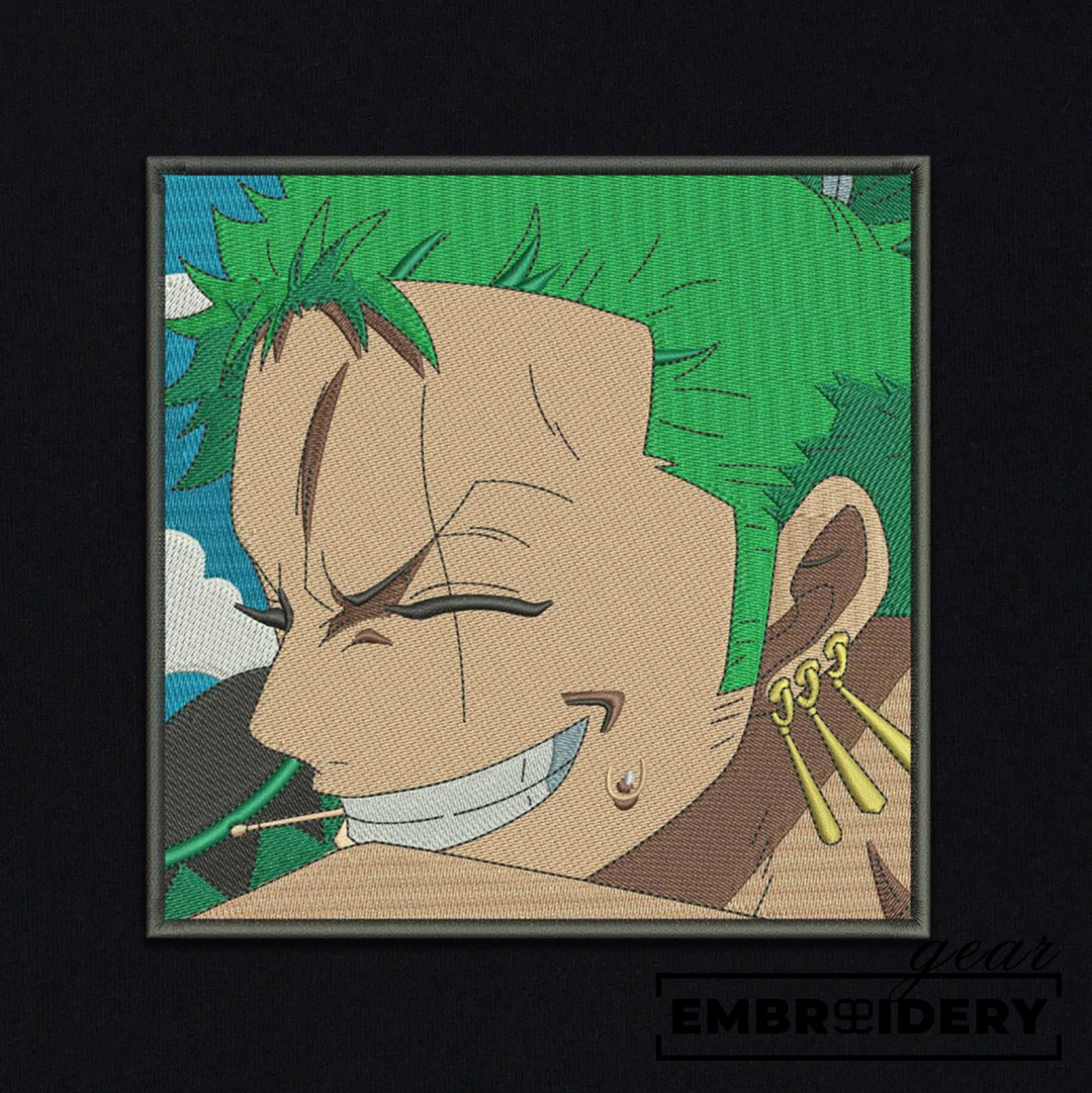 Zoro smile One Piece Embroidered Design Personalized Embroidered T Shirt Sweatshirt Hoodie Clothing OP0258