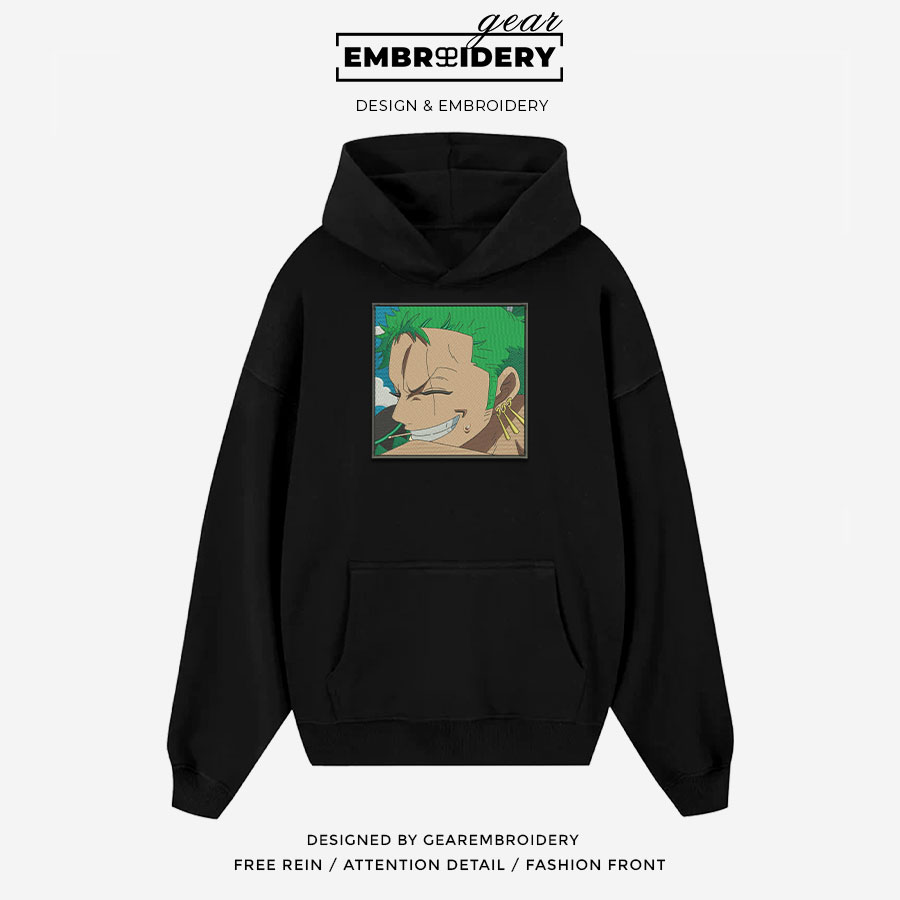 Zoro smile One Piece Embroidered Design Personalized Embroidered T Shirt Sweatshirt Hoodie Clothing OP0258