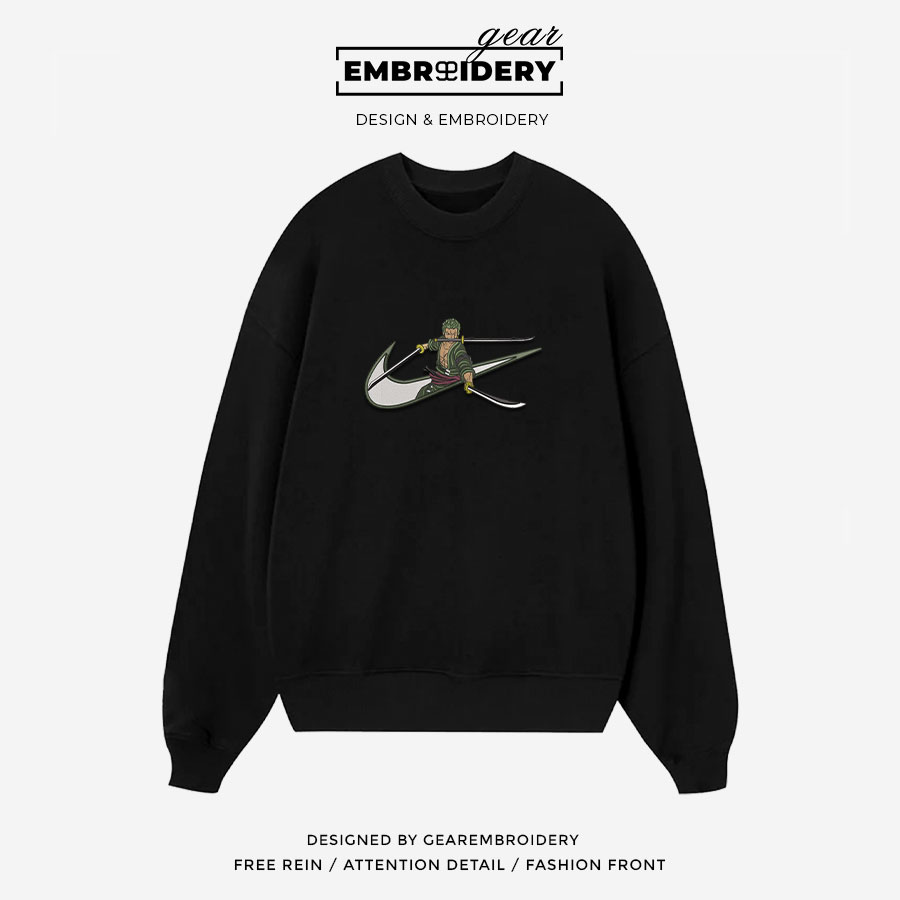 Zoro swoosh nike One Piece Anime Embroidered Design Personalized Embroidered T Shirt Sweatshirt Hoodie Clothing OP0259