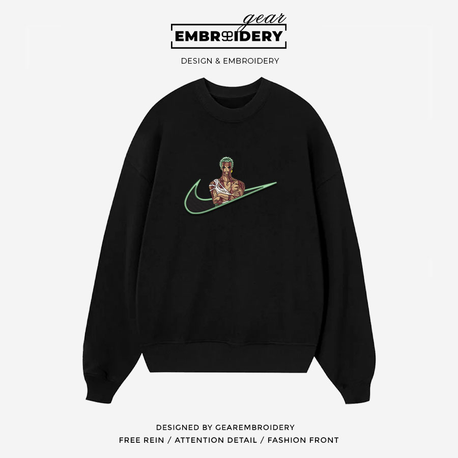 Zoro swoosh nike One Piece Anime Embroidered Design Personalized Embroidered T Shirt Sweatshirt Hoodie Clothing OP0262
