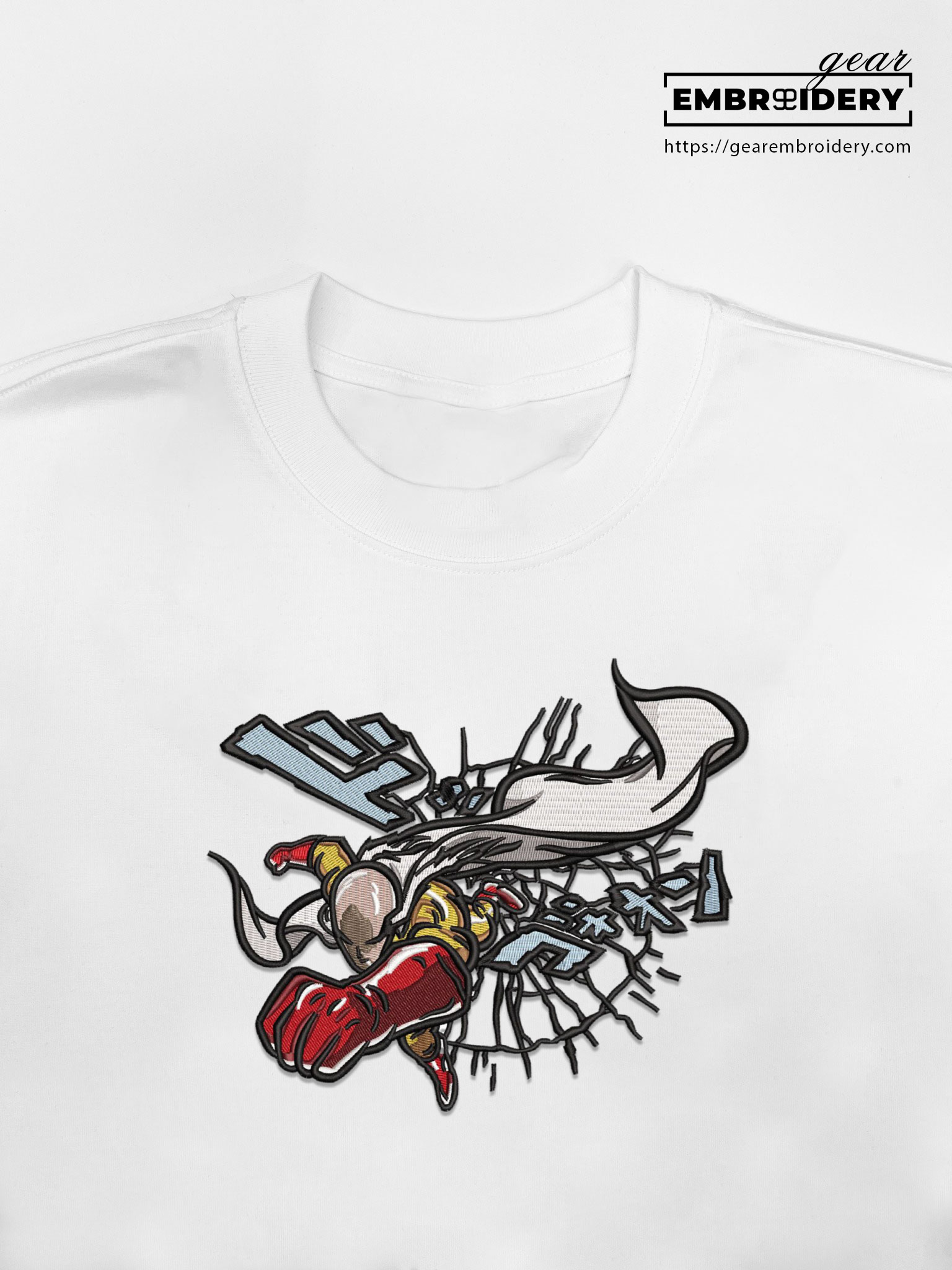 Saitama punch One Punch Man Anime Embroidered Design Personalized Embroidered T Shirt Sweatshirt Hoodie Clothing OPM008