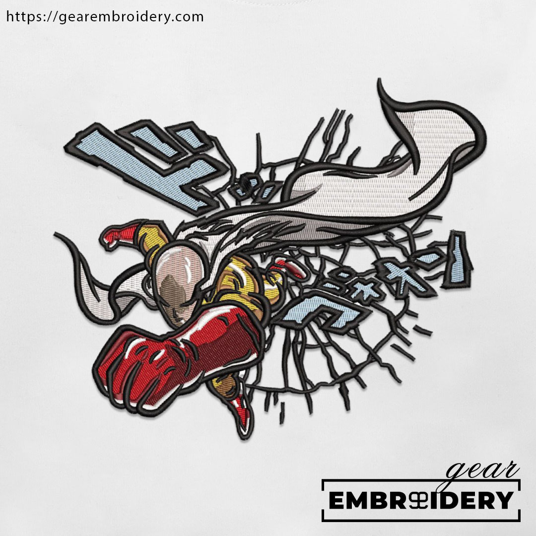 Saitama punch One Punch Man Anime Embroidered Design Personalized Embroidered T Shirt Sweatshirt Hoodie Clothing OPM008