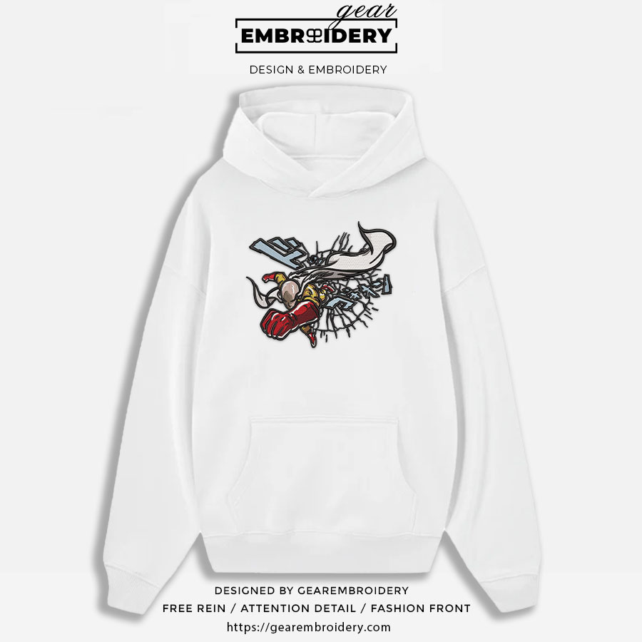 Saitama punch One Punch Man Anime Embroidered Design Personalized Embroidered T Shirt Sweatshirt Hoodie Clothing OPM008